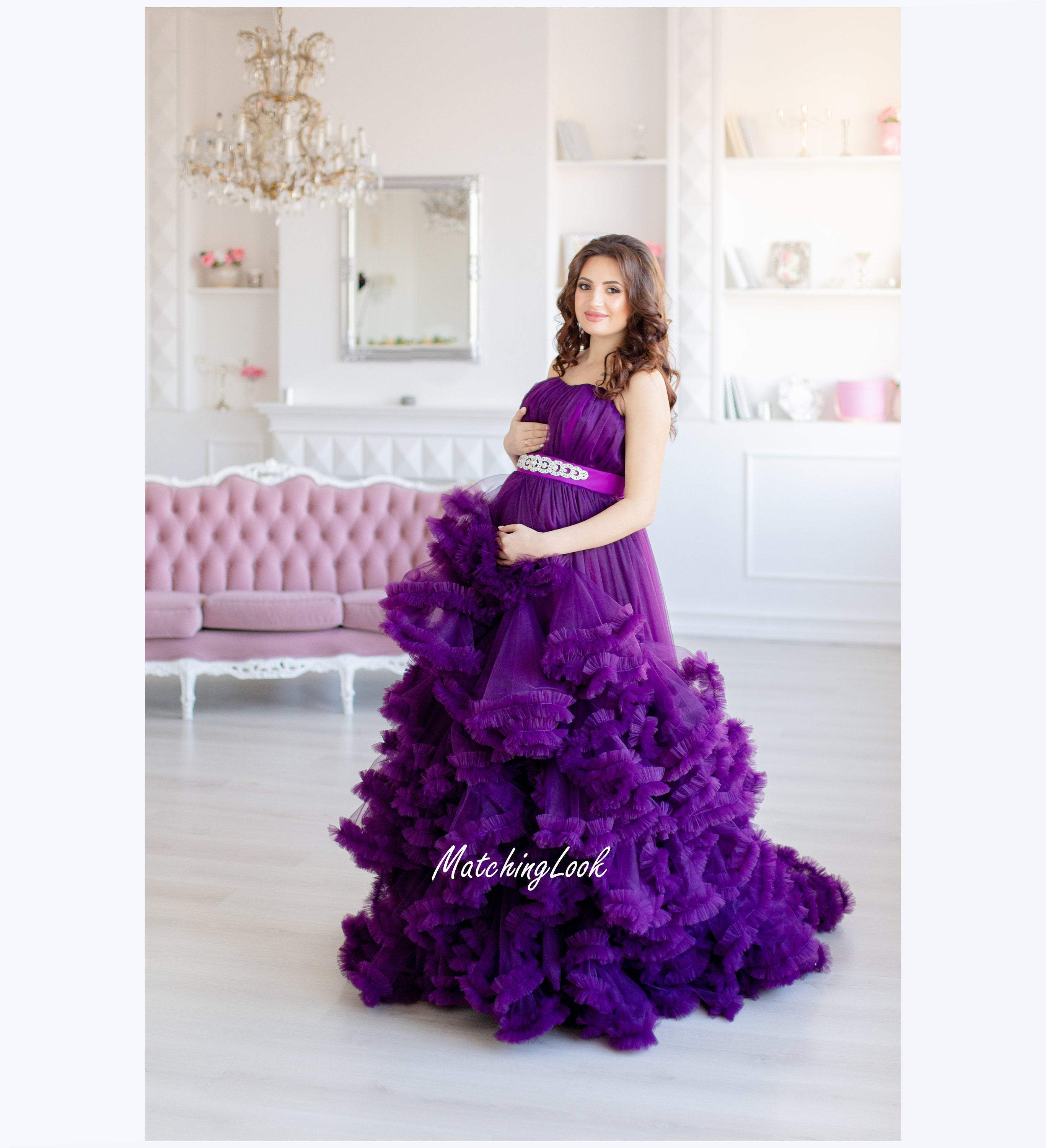 Purple Maternity Gown, Photoshoot Dress ...